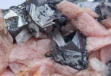 Freibergite with Rhodochrosite and Quartz. 