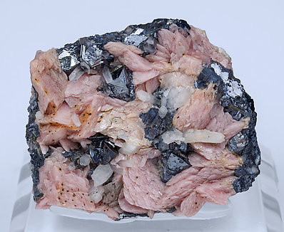 Freibergite with Rhodochrosite and Quartz. 