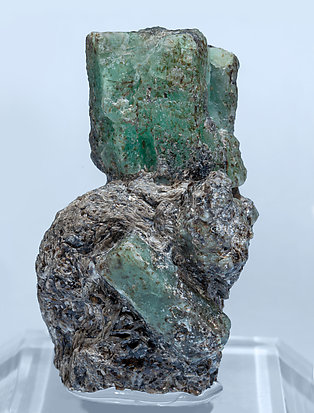 Beryl (variety emerald) with Phlogopite. Front