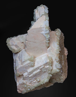 Microcline with Prehnite and Calcite. Front