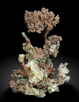 Copper with Calcite and Malachite. Front