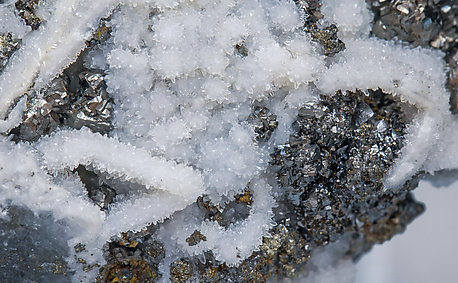 Miargyrite with Quartz and Chalcopyrite. 