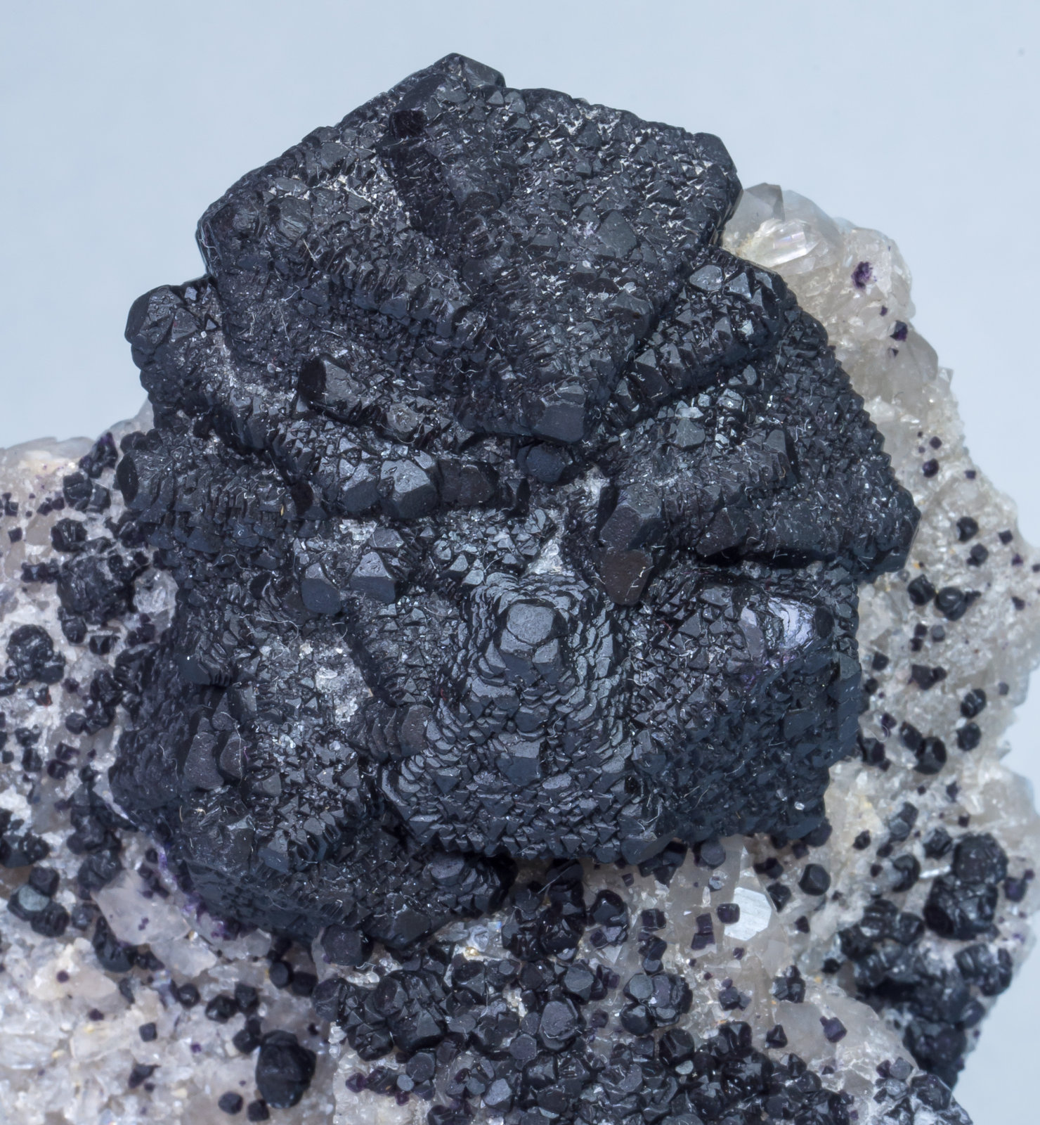 Fluorite (variety antozonite) with Quartz - Akchatau, Shet