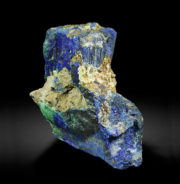 Chalcostibite with Azurite and Malachite. Rear