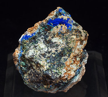 Linarite with Sphalerite, Quartz and Chalcopyrite.