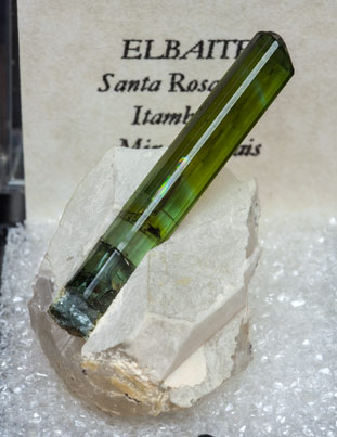 Elbaite (variety verdelite) with Quartz. 