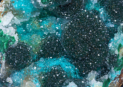 Atacamite with Chrysocolla and Quartz. 