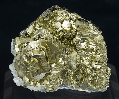 Pyrite after Pyrrhotite with Calcite. Front