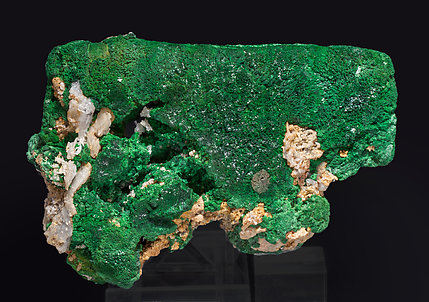 Malachite after Azurite with Quartz and Cerussite.