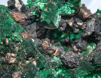 Malachite after Azurite with Copper. 