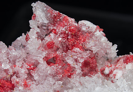 Cinnabar with Gypsum, Quartz and Calcite. 