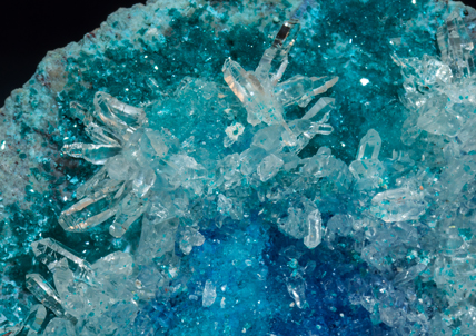 Shattuckite with Quartz and Dioptase. 