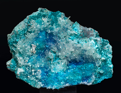 Shattuckite with Quartz and Dioptase. Front