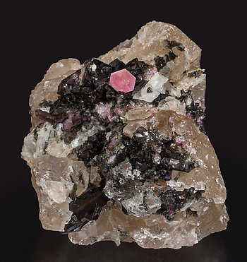 Pezzottaite with Schorl and Quartz.