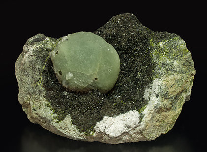 Prehnite with Epidote and Ferro-actinolite.