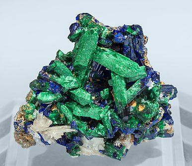 Malachite after Azurite with Cerussite.