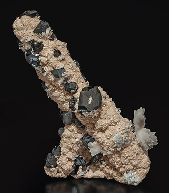Rhodochrosite with Sphalerite, Quartz and Calcite. Front