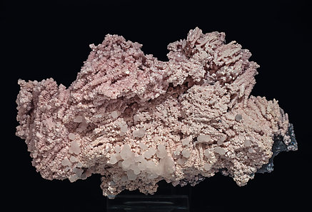 Rhodochrosite with Calcite and Boulangerite (variety plumosite).