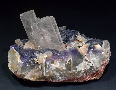 Baryte with Fluorite. Rear