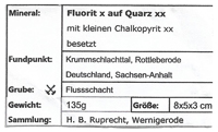 Fluorite with Quartz and Chalcopyrite