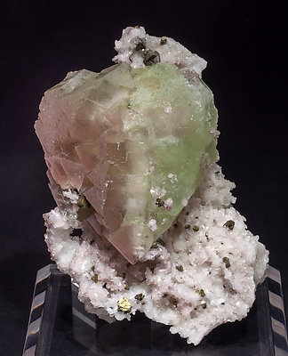 Fluorite with Quartz and Chalcopyrite.