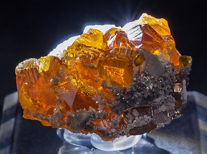 Sphalerite with Dolomite and Calcite. Light behind
