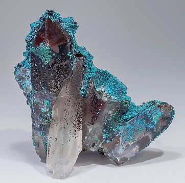 Chrysocolla on Quartz. Front