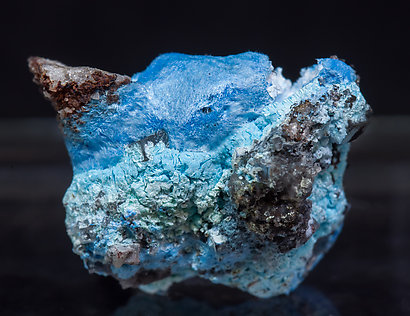 Carbonatecyanotrichite with Calcite and Fluorite. Front