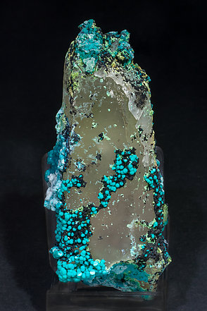 Chrysocolla on Quartz (variety smoky).