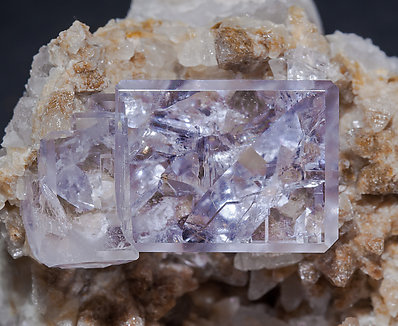 Fluorite with Calcite and Quartz. 