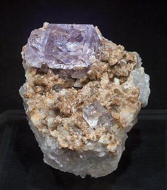 Fluorite with Calcite and Quartz.