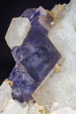 Fluorite (octahedral) with Calcite and Quartz. 