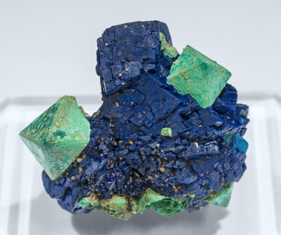 Malachite after Cuprite with Azurite.