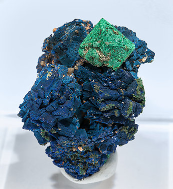 Malachite after Cuprite with Azurite. Front