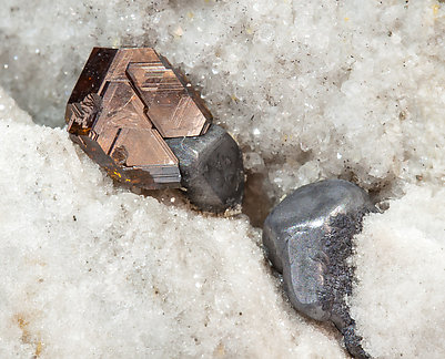 Sphalerite with Tennantite (variety binnite) on Dolomite. Light behind