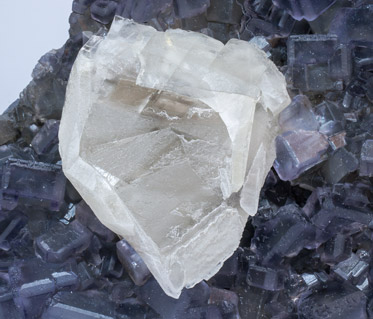 Fluorite with Calcite, Quartz and Pyrite. 