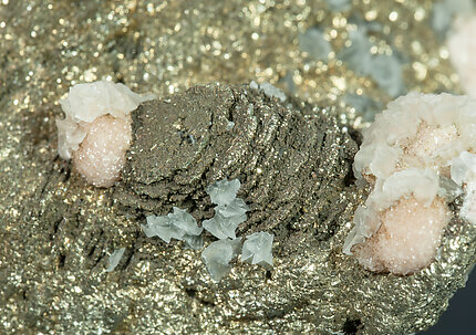 Pyrite after Pyrrhotite with Pyrite, Rhodochrosite, Sphalerite and Quartz. 