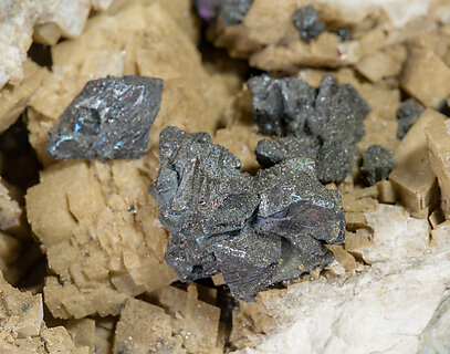 Chalcopyrite with Gypsum, Dolomite and Calcite. 