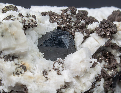 Nickeline with Calcite and Acanthite. 