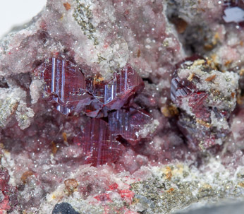 Cinnabar with Mercury, Calcite and Pyrite. 