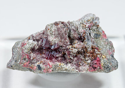 Cinnabar with Mercury, Calcite and Pyrite. 