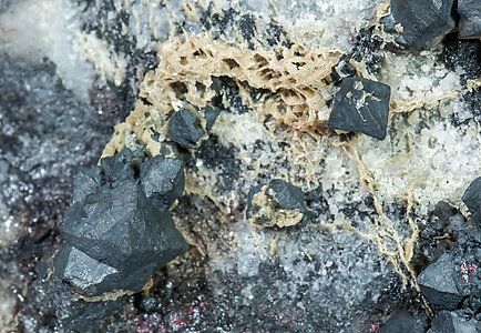 Acanthite with Siderite and Proustite. 