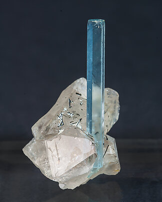 Beryl (variety aquamarine) with Quartz. Side