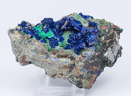 Azurite with Malachite and Quartz.