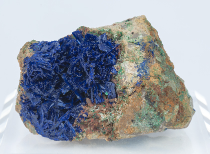 Azurite with Quartz.