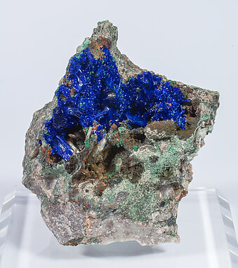 Azurite with Quartz.