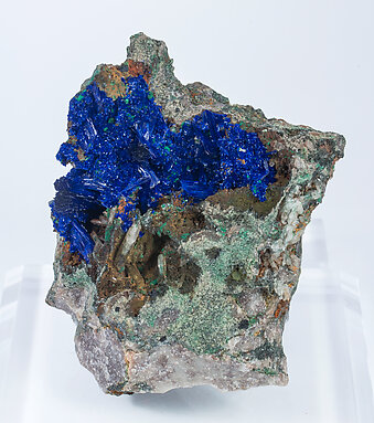 Azurite with Quartz. Side