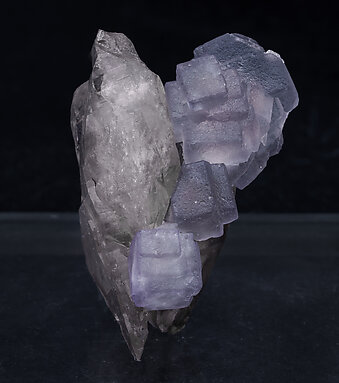 Fluorite on Quartz (variety smoky). Side