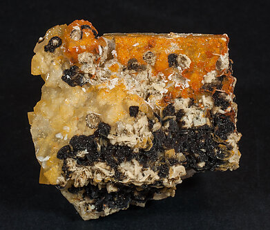 Fluorite with Quartz, Goethite and Baryte. Front
