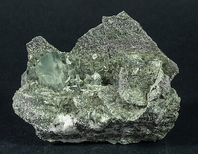 Prehnite with Epidote and Actinolite (variety byssolite).